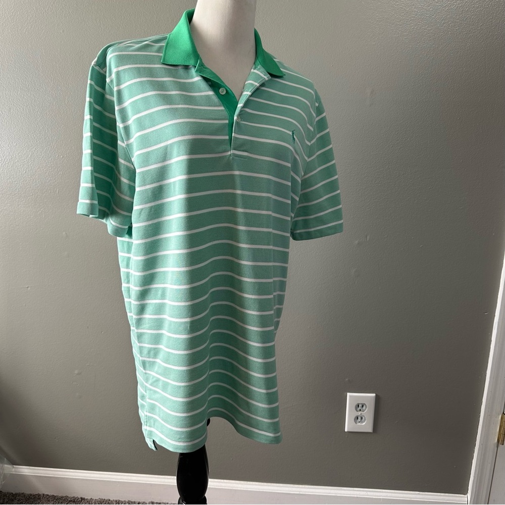 Polo golf performance Ralph‎ Lauren men’s M polo shirt green with white stripes